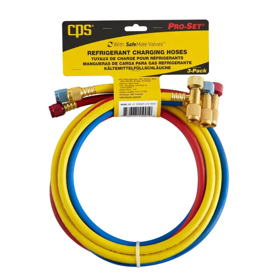 HJ5NG CPS Premium Refrigerant Charging Hoses with SafeMate™ Valves