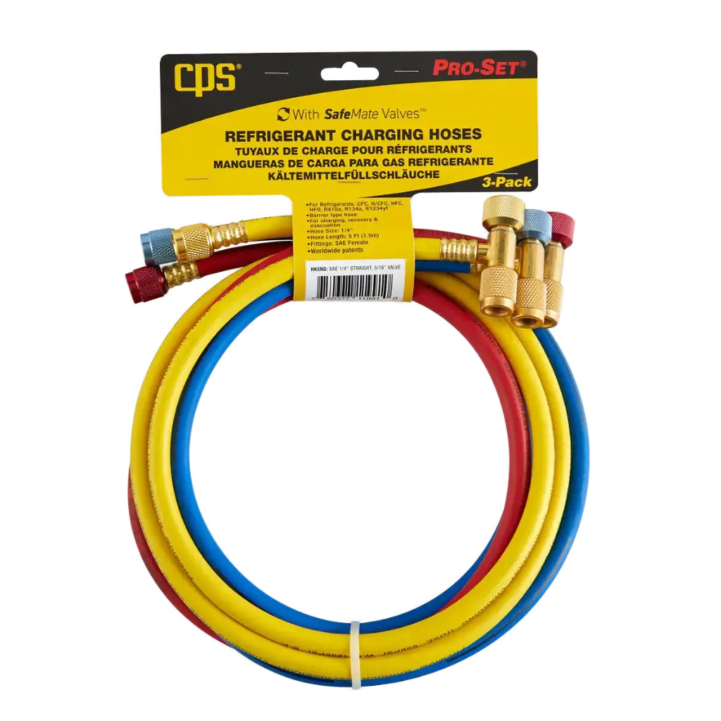 HJ5NG CPS Premium Refrigerant Charging Hoses with SafeMate™ Valves