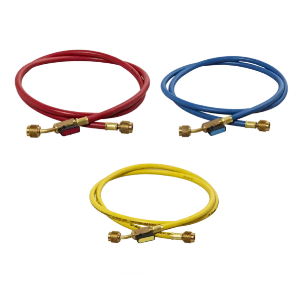 HS3E 1/4" SAE x 150cm Refrigerant Charging Hoses with Ball Valve 3pk