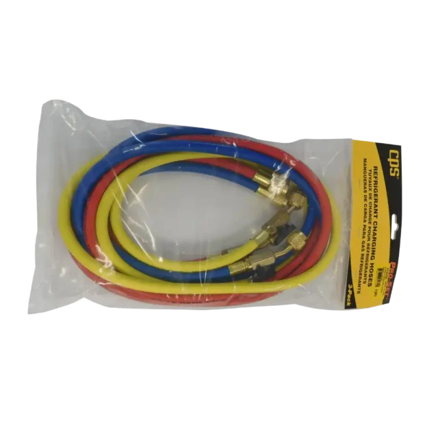 HS6E 1/4" SAE x 180cm Refrigerant Charging Hoses with Ball Valve 3pk